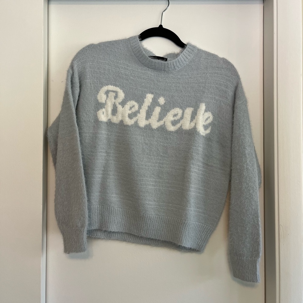 NWOT Light Blue Fuzzy Sweater